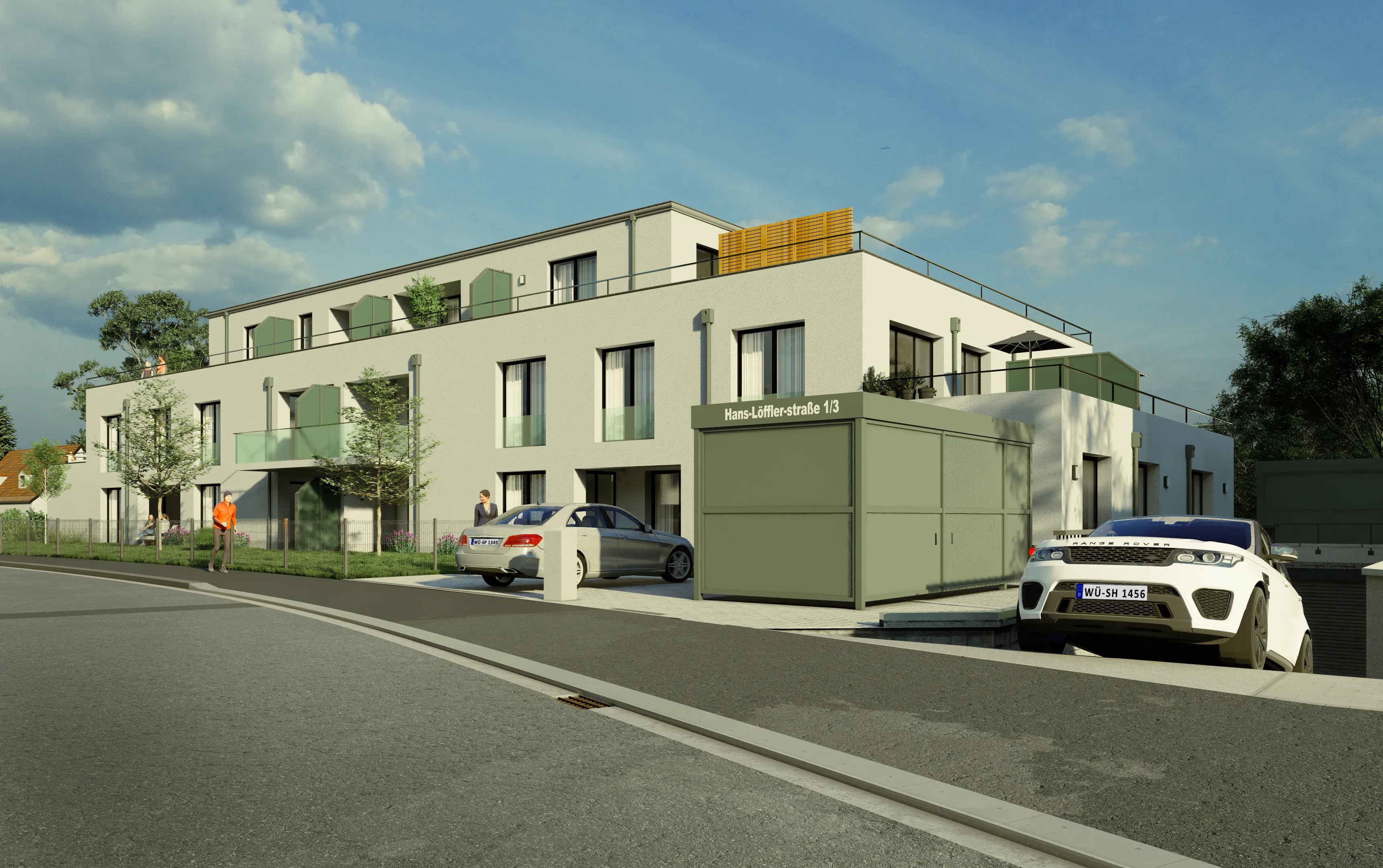 Vorher-Nachher Visualisierung der sanierten Fassade - Rendering des Zielzustands